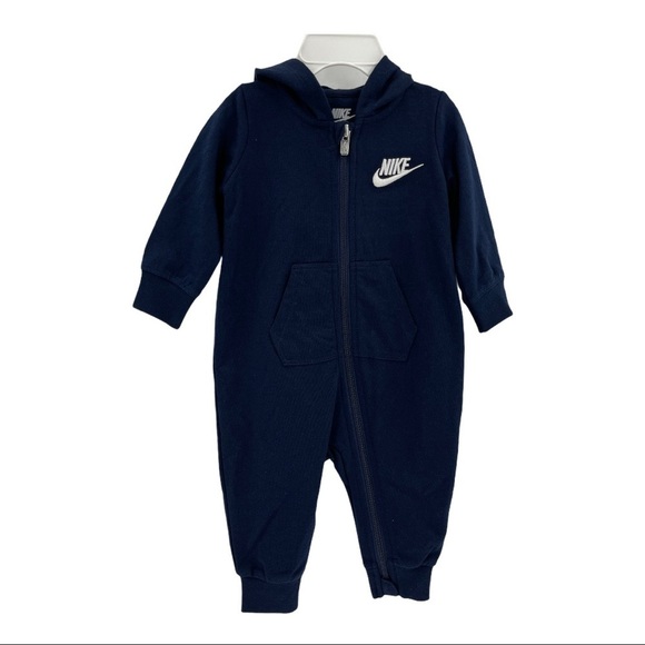 Nike Hooded Sweatshirt Zip Up Navy Blue Coverall - Picture 1 of 6
